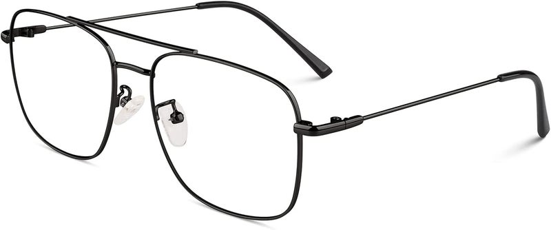 GQUEEN Fake Glasses Women Men Clear Lens Metal Frame UV400 Protection Fashion Retro Pilot Style Eyeglasses - Image 1